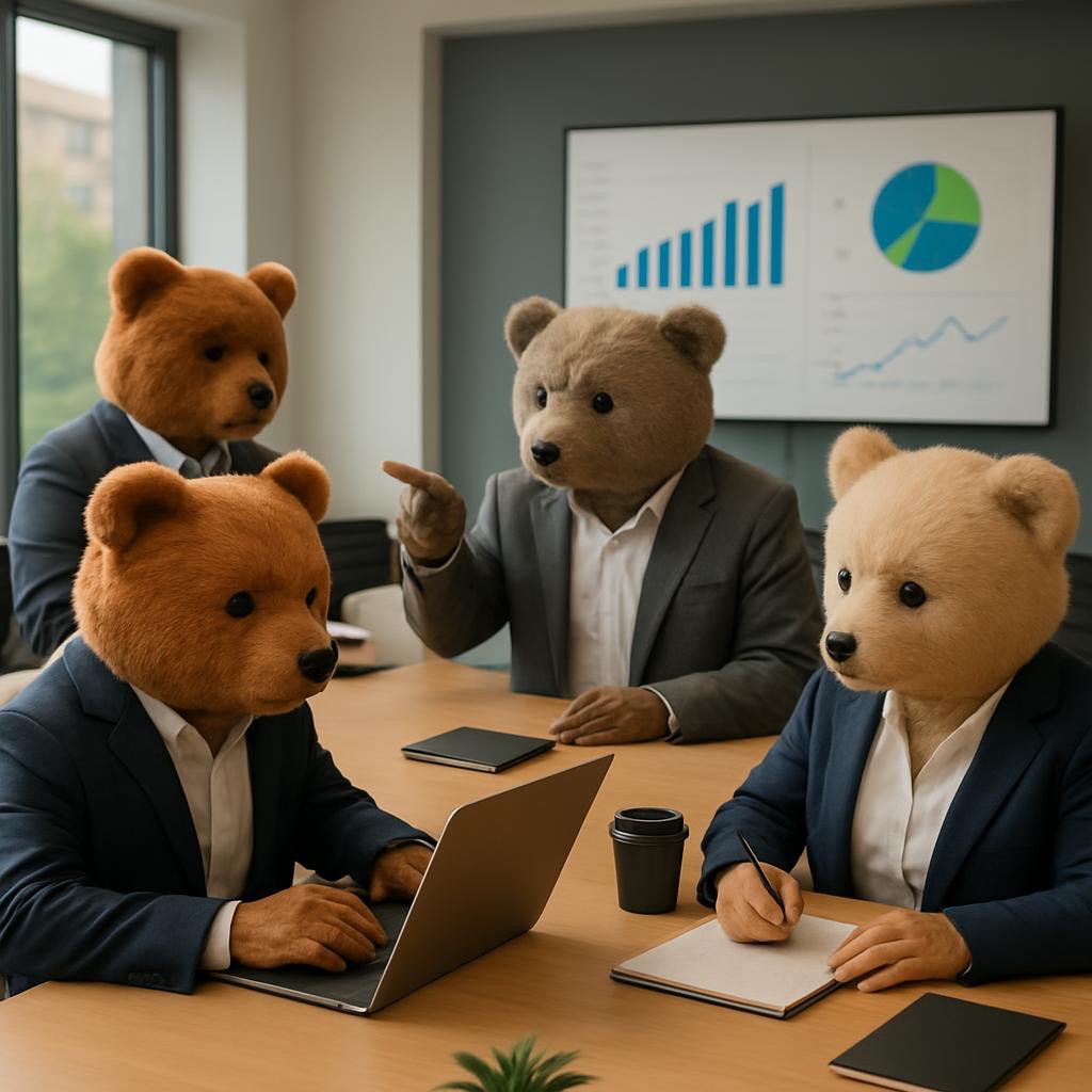 Fuzzy Bear Industries team in a strategy meeting